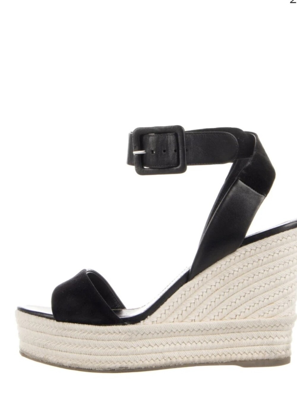 Sergio Rossi Italy Leather Espadrille Wedge Sandals Women's Sz 7 Eu 37 $975